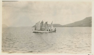 Image of Eskimo [Inuit] fishing boats racing